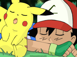 pokemonstate: For the anon who requested Ash and Pikachu sleeping