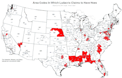 mapsontheweb:  Area codes in which Ludacris claims to have hoes Source  Song 