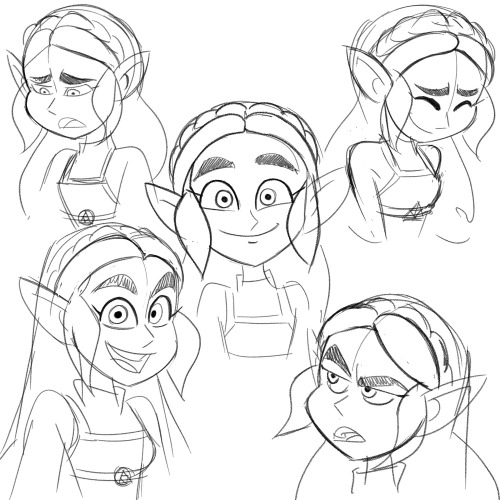 lazuliro:Trying to do a cartoony version of Zelda from Breath of the Wild! My first sketches made her look a bit too young haha eyebrow Zelda <3 <3 <3 <3