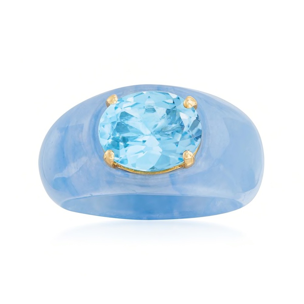 plumslices:I prefer these so much to the plastic ring trend. Topaz, Jade, 14k. 
