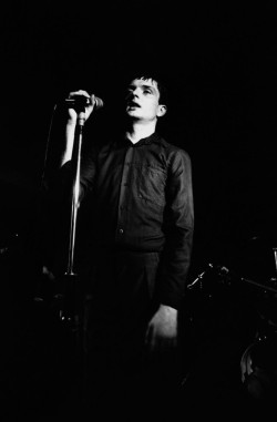 zombiesenelghetto:  Joy Division: Ian Curtis at The Factory Club, photo by Kevin Cummins, Manchester, 1979