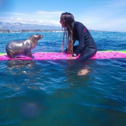 surfandbefree:  Stephanie Schecter…. &ldquo;I was out for a paddle with my little point and shoot water camera one flat afternoon a couple of weeks ago, and this lil gal decided to come say hello! I knew she must have been unwell, because she was quite