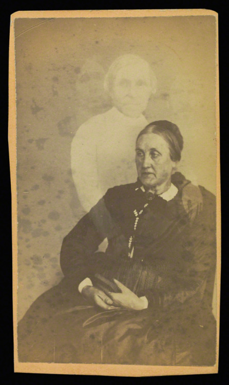 Unidentified elderly woman seated, three “spirits” in the background by William H. 