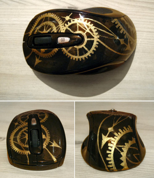 A steampunk computer mouse. acrylic