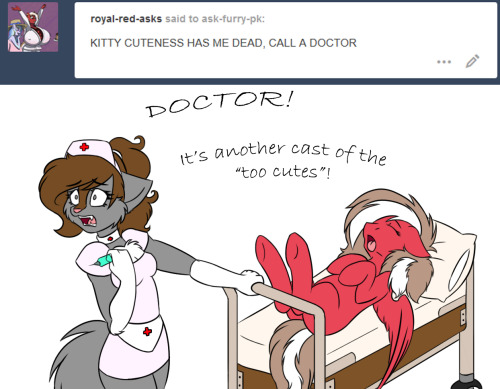 ask-furry-pk:OMG! Is this undate for this blog?! I think it is~ don’t get use to it though lmao Asked by  royal-red-asks   X3