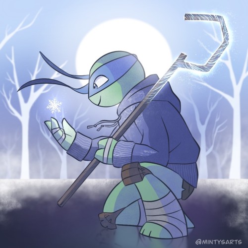 mintyisdrawing:Last week we had Santa Mikey, this we I introduce you to Jack Frost Leo since they ar