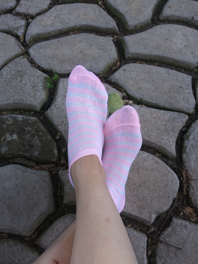 feetlifeforme on Tumblr: Pink and grey lightweight ankle socks. So cute and  super sexy feeling. Yes they are for sale. Message me if interested.