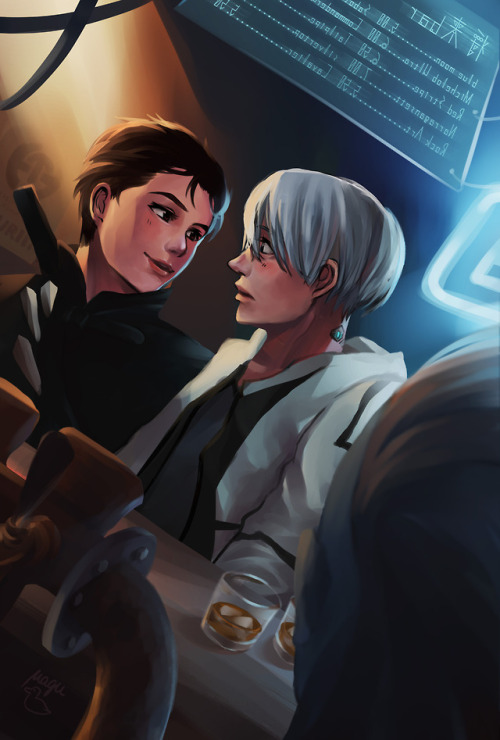 plasmoduck:Here’s my piece for @yoiscifizine! It’s an illustration for the fic “can’t erase and can’