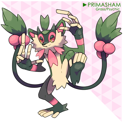 fantasticfakemon:  Lemeeni —&gt; Lemeeglar —&gt; Primasham Grass, Grass,