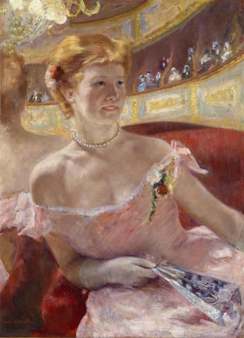 Mary Cassatt (American; 1844–1926)Woman with a Pearl Necklace in a Loge1879Oil on canvasPhiladelphia