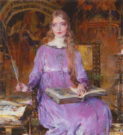 Lillian Gish as Romola (1925). Nicolai Fechin (Russian, 1881-1955). Oil on canvas tacked over board.