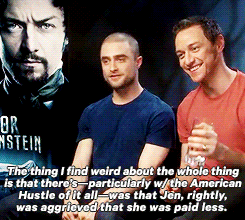dehaanradcliffe:  Daniel Radcliffe (with James McAvoy) when asked about the debate