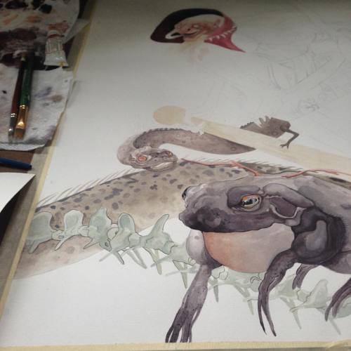 #acrylicpainting #progress #peek #creatures #folktale #lore #babayaga #watercolor #illustration