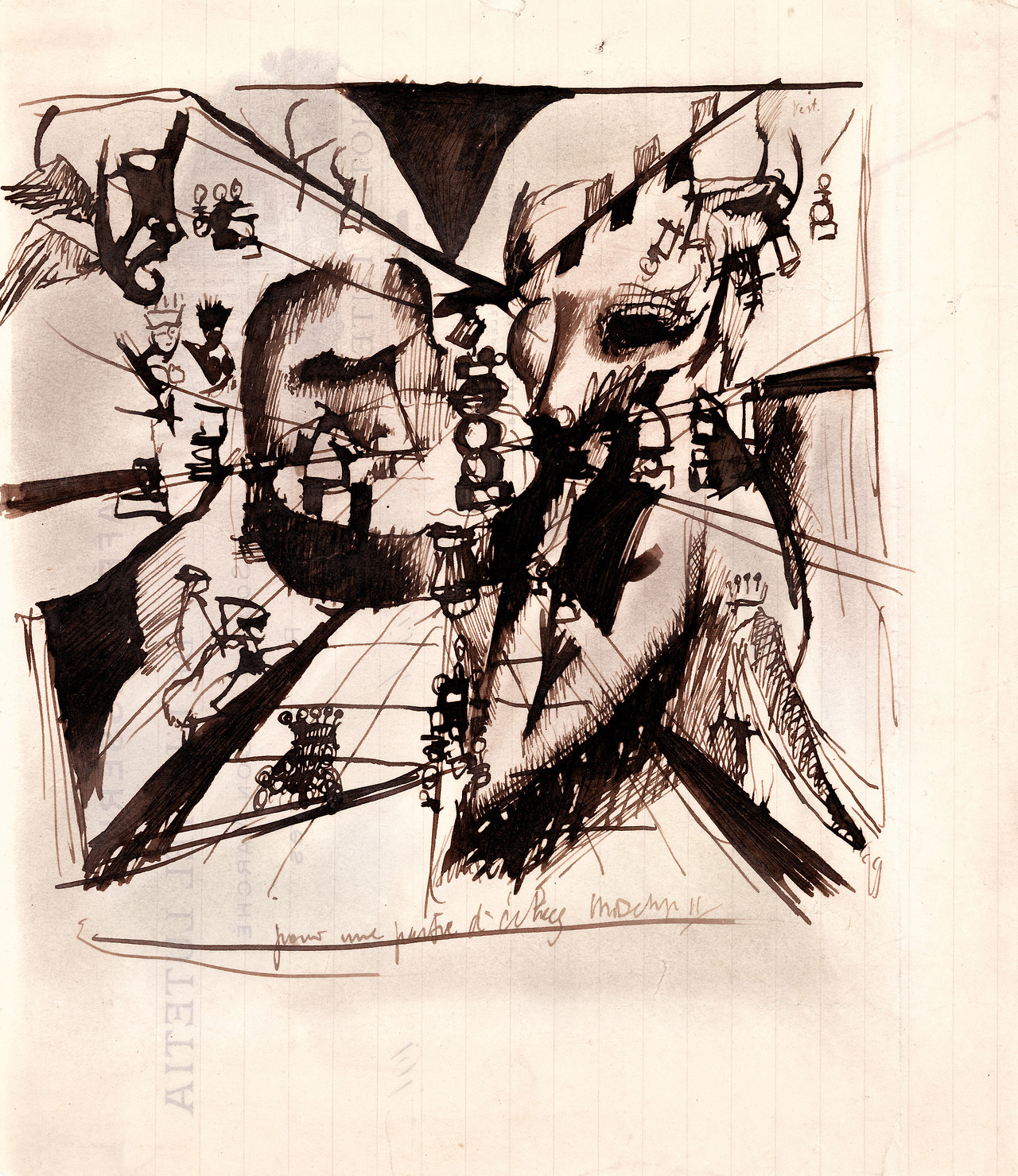 guggenheim-art: Study for “Portrait of Chess Players” by Marcel Duchamp via Guggenheim