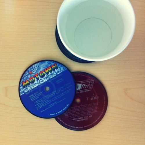 vinylhunt:  Someone likes me. Found this set of #vinyl coasters on my desk at work this morning. 