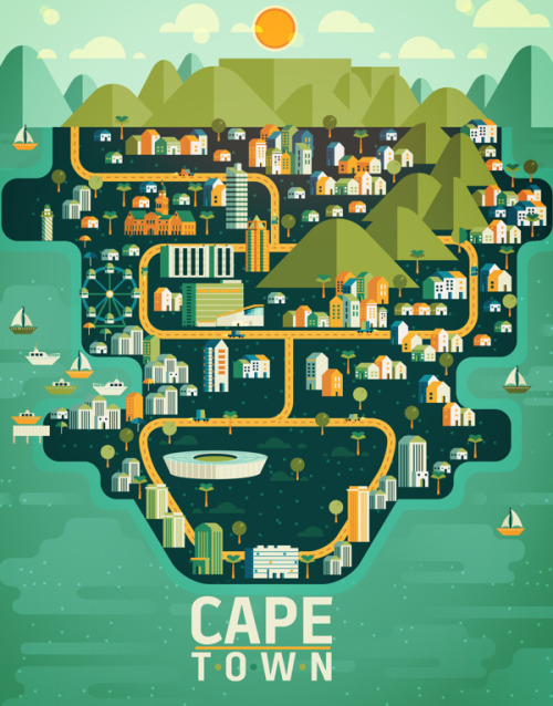 jedavu:  Colorful, Well-Composed Illustrations Of NYC & Other Cities by based in Mexico, illustrator Aldo Crusher