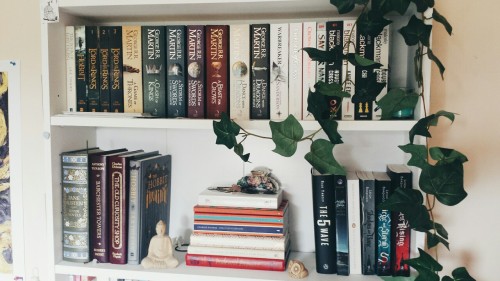 colourmyworld:I was asked to do a bookshelf tour, so here it is! There is a book missing in the 5th picture. 