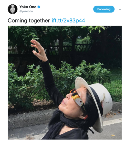 the-cosmic-empire: Paul watches the eclipse. Yoko watches the eclipse in suitable arty pose.Rin