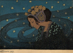 thepolishstufflove:  “Night” (1905) by Edward Okuń (Polish,1872–1945), colored lithography, cover vignette from “Chimera”, December 1905, vol. IX, z. 27 DESA 