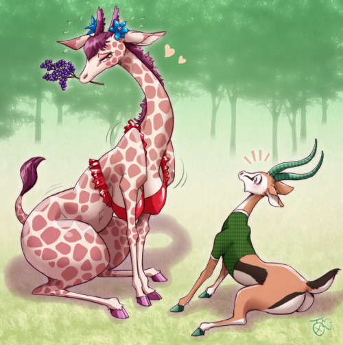  Giraffe and Gazelle (Sample) - by melonleaf  