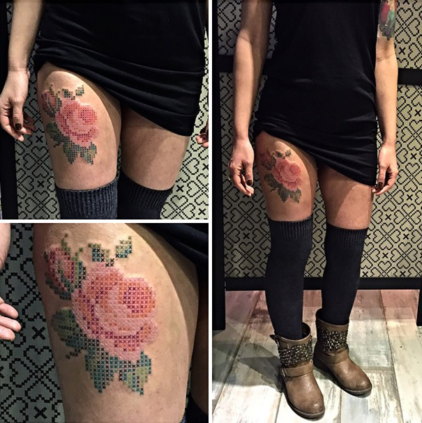 infected-girls:  icantbeyournancy:  boredpanda:    Cross-Stitch Tattoos By Turkish