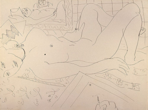 artimportant:Henri Matisse - Reclining Nude. The Painter and his Model, 1935 