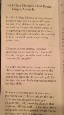 skeptikhaleesi:talibanese:sannhetormen:skeptikhaleesi:dreamingofthe-dreamlife:Just some of Hillary Clinton’s pastThis is 100% accurate, she explicitly and deliberately smeared that little girl - and funnily enough, pulled a very similar act a couple