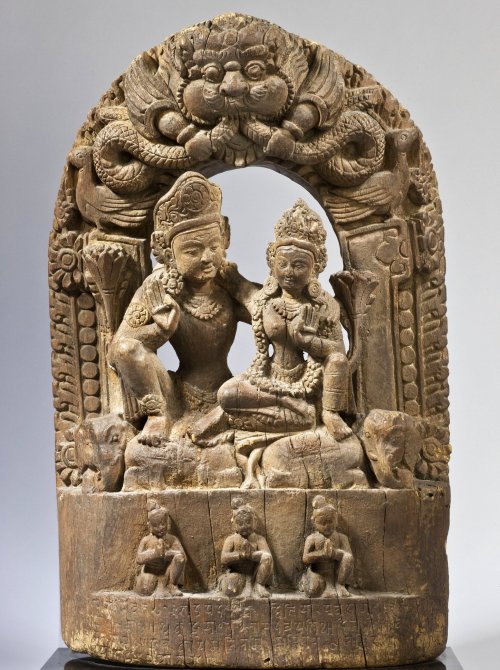 Wood Panel with Indra and Sachi Nepal, Kathmandu Valley Mid 18th century H. 41 CMS, 16 ¼ INS