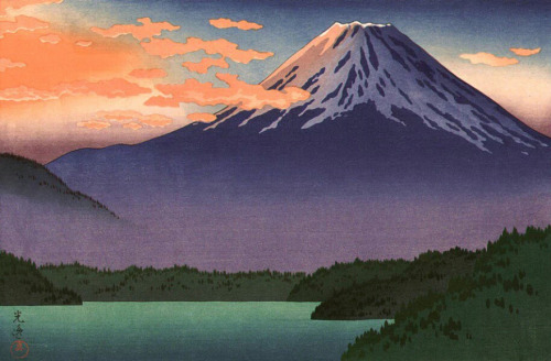 nobrashfestivity:Tsuchiya Koitsu  Views of mount Fuji from various lakes, Shin Hanga School