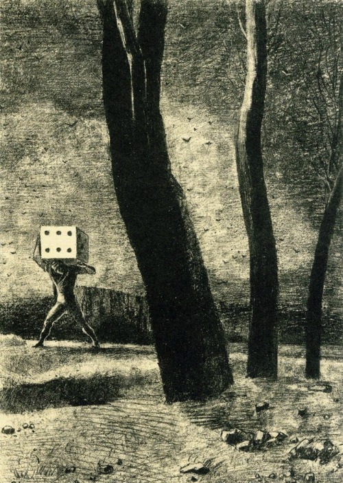 Odilon Redon aka Bertrand-Jean Redon (French, 1840-1916, b. Bordeaux, France) - The Gambler (Le Joue