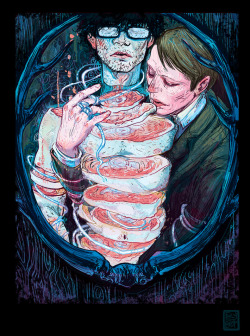 emilylubanko:  My piece in Banquet, the Hannibal art book! Got my copy the other day— really impressed/dwarfed by the other artists in it. Great work, everyone! (I’m putting a #nsfw tag on this one because that seems…prudent.) 
