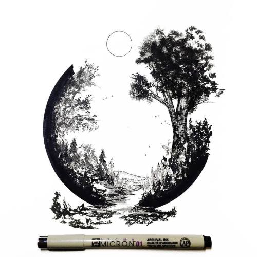 wordsnquotes:  culturenlifestyle:Derek Myers and His Daily Dose Of Miniature Art Derek Myers is a proactive artist, his latest project involving sketching out a drawing a day for one year, using a felt pen. The creative series features beautiful natural
