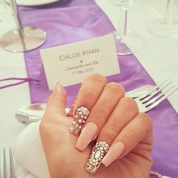 Thank you so much @unique_nailzx for staying up with me until about 3am doing me these gorgeous #wedding #nails . Your the best ever .#nailgoals #nailspiration  @unique_nailzx @unique_nailzx  @unique_nailzx by chloe.khan
