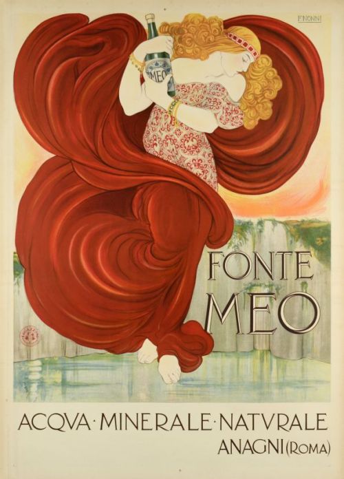 Francesco Nonni, poster artwork for Fonte Meo mineral water, 1910. Rome, Italy. Via galerie123.com