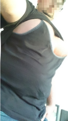 omgknutson: omgknutson:  wearing a spaghetti top under my shirt. It feels great to have that kind of cloth rubbing against my nipples all the time. gets them constantly hard as fuck.  tell me guys: is that a cleavage or what? :) 