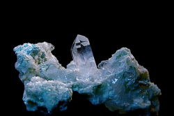 mineralists:  Quartz crystal on Turquoise