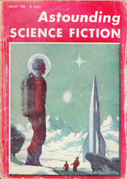 Astounding Science Fiction, January 1956.  Cover: Richard Van Dongen. 