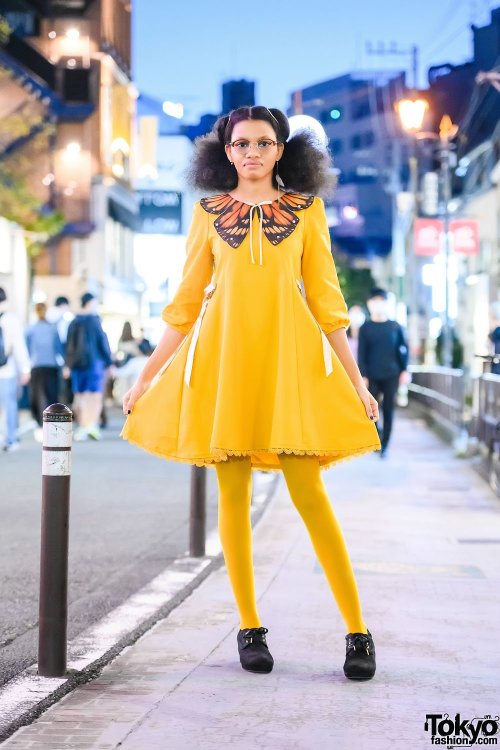 tokyo-fashion:Tokyo-based graphic designer/model Jaimens on Cat Street in Harajuku wearing a butterf
