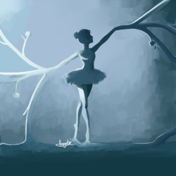 snowflake-owl: Ballerina, surreal painting try out. First time I paint like this. 
