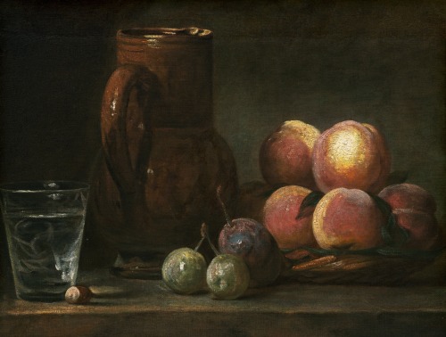 alaspoorwallace: Jean-Baptiste Siméon Chardin (French, 1700-1779), Fruit, Jug and a Glass, ca. 1726-