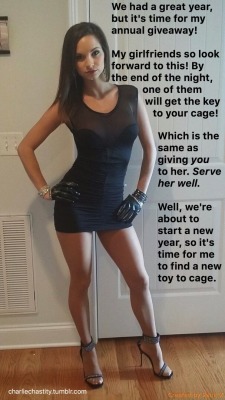 We had a great year, but it’s time for my annual giveaway!My girlfriends so look forward to this! By the end of the night, one of them will get the key to your cage!Which is the same as giving you to her. Serve her well.Well, we’re about to start