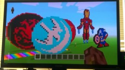 I’m making pixel art in a row. You can see House Arryn, part of House Targaryen, Cap, and Iron Man. Someone come make pixel art with me!!! Xbox gamertag is StormbornDany