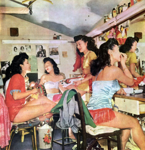 Backstage at Forbidden City, photographed by Holiday Magazine 1948 Nudes & Noises  