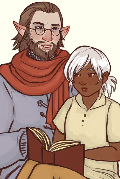 vaynglory:Rogue Sharlayan scholar Percy with his daughter Storm (feat. Turquoise the carbuncle).