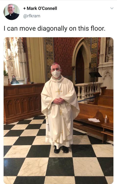 jellyfish-neo:enaroholmes:omghotmemes:Ths bishop’s twitter post


I experienced a few embarrassing seconds of confusion because in my language (French) the bishop is called the fool 