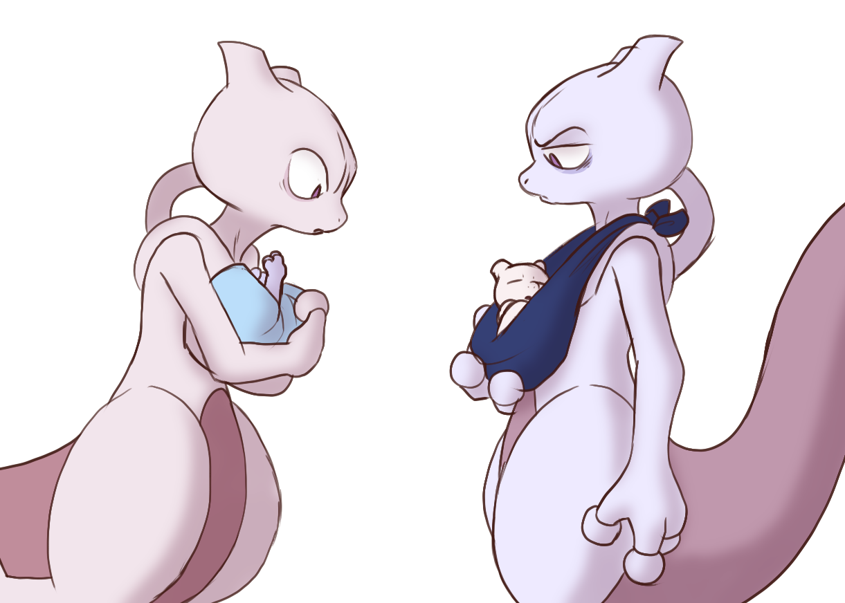 mewtwo and mega mewtwo y (pokemon and 1 more) drawn by suahh