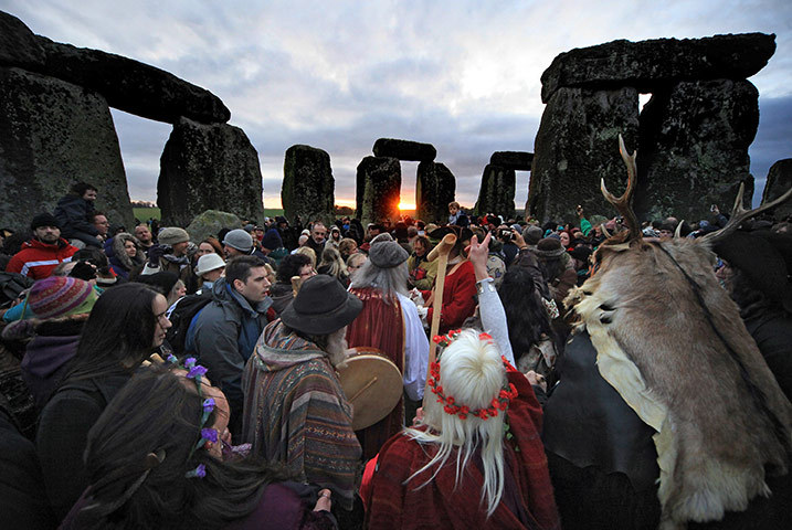 Over 3,500 people, including Druids and Pagans, gathered at Stonehenge in Wiltshire,