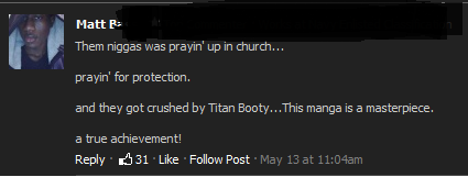 magdalani:  So this was a comment on one of the Shingeki No Kyojin pages and I am