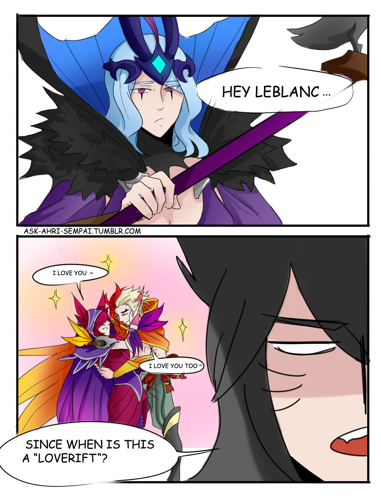ask-ahri-sempai: ask-ahri-sempai:  “Awww…now this is a better love story.”