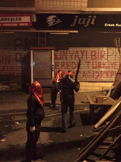 insurrectionnews:Istanbul, Turkey, 31.03.15:  Militias of the various revolutionary organizations in